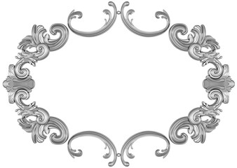 Silver frame on white background, 3D render