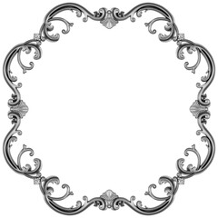 Silver frame on white background, 3D render