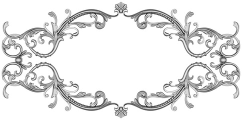 Silver frame on white background, 3D render