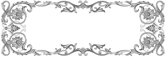 Silver frame on white background, 3D render