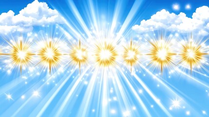 Obraz premium Bright Blue Sky with Soft Clouds and Vignetting Effect for a Peaceful Background Scene