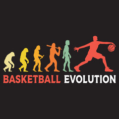 basketball Evolution illustration, Human Evolution Silhouette Design, evolution of man T-shirt vector