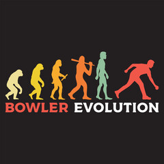 bowler Evolution illustration, Human Evolution Silhouette Design, evolution of man T-shirt vector