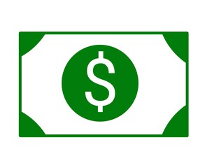 American dollar bill flat icon. Currency, symbol, logo, business, illustration, vector, economy.