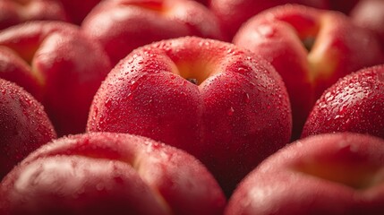 Close-up of fresh nectarines, wet with water droplets.  Possible use showcasing fresh fruit