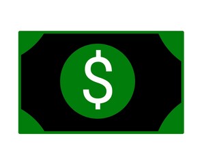 American dollar bill flat icon. Currency, symbol, logo, business, illustration, vector, economy.