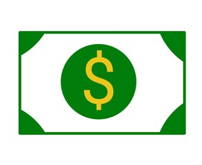American dollar bill flat icon. Currency, symbol, logo, business, illustration, vector, economy.