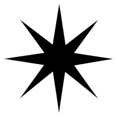Obraz premium PNG A solid black blink star shape symbol eight-pointed minimalist.