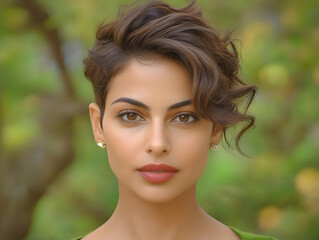 Naklejka premium Woman Portrait Illustration, Short Hair