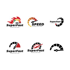 Set of Speedometer logo design vector illustration isolated on white background.