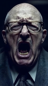 Aged Man's Cry Realistic Illustration