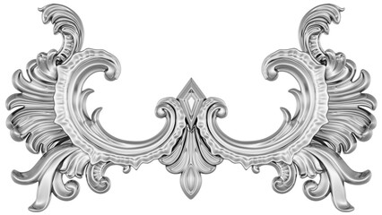 Silver ornament on white background, 3D render
