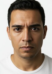 Fototapeta premium Man With Intense Expression, Showing Worry, Serious Thoughts, and Determination