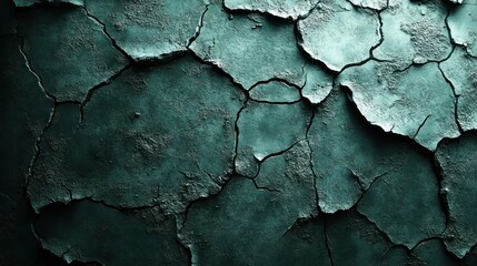 Obraz premium Cracked teal earth, drought backdrop, texture