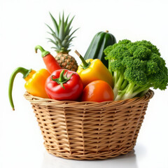 Colorful Assortment of Farm-Fresh Vegetables in a Woven Basket