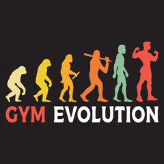 gym Evolution vector illustration, Human Evolution Silhouette Design, evolution of man T-shirt
