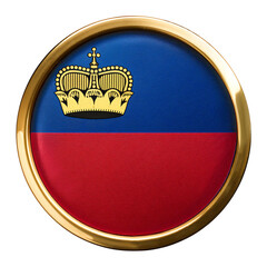 Obraz premium リヒテンシュタインの国旗のブローチ。白背景。(Liechtenstein flag brooch on white background.) 
