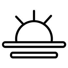 Sunset Sunrise Sea Line Icon
