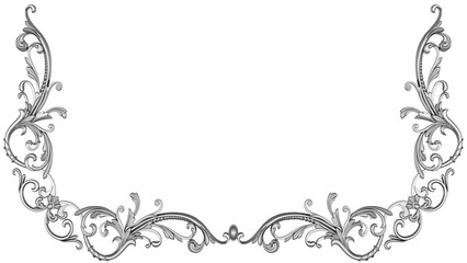 Silver ornament on white background, 3D render
