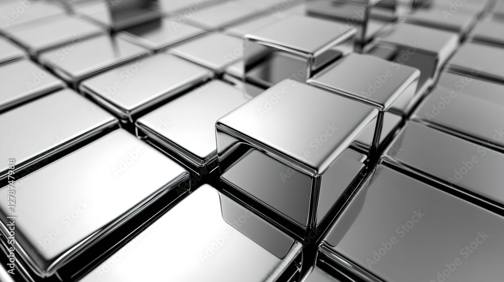 Aufkleber Abstract background with metallic cubes forming a three-dimensional grid structure, creating a visually appealing pattern