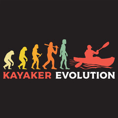 Obraz premium kayaker Evolution vector illustration, Human Evolution Silhouette Design, evolution of man T-shirt 