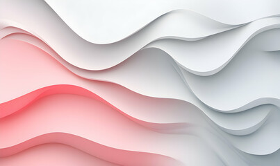 Abstract White Waves with Delicate Pink Light Background Art Illustration
