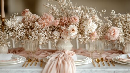 Elegant Pastel Floral Table Setting