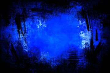 Obraz premium Abstract Blue Background with Grunge Texture and Dark Brush Strokes