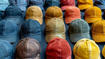 Vibrant apparel and caps organized for promotional event  swag kit preparation for branding success
