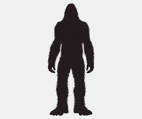 Bigfoot Silhouette, Bigfoot Illustration and Vector, Sasquatch Silhouette