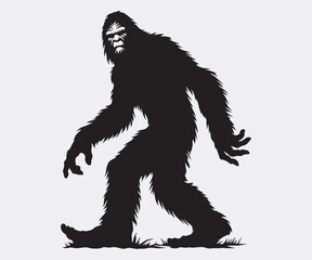 Bigfoot Silhouette, Bigfoot Illustration and Vector, Sasquatch Silhouette