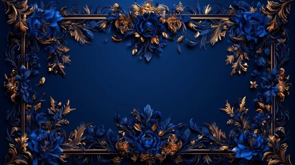 Traditional luxury membership card design with elegant royal blue floral patterns for exclusive invitations and sophisticated stationery