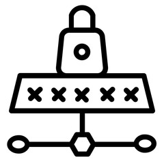 Password Locked Network Line Icon