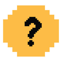 Obraz premium Cute pixel cartoon character question mark symbol decoration 8 bit idea question mark quiz questionnaire choose cartoon pixel game 8bit png vector.