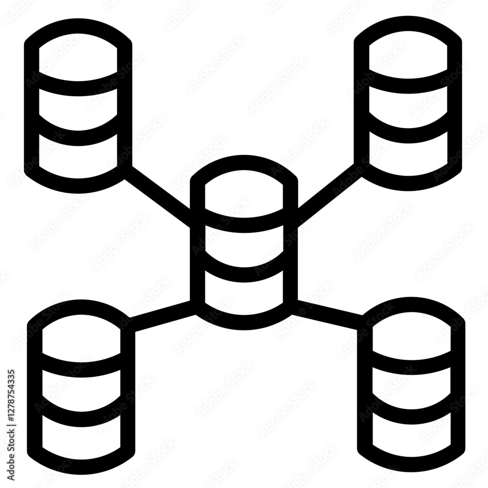 Poster software database system line icon