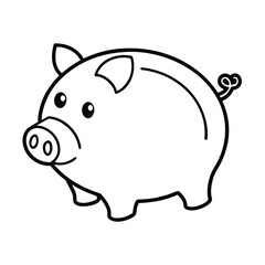 Adorable Cartoon Piggy Bank Savings, Money, Finance, Childhood, Illustration