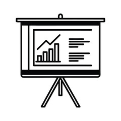 Presentation screen showing business growth chart and data