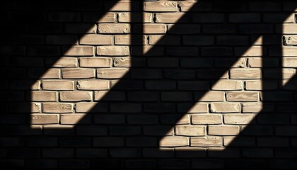Shadowed Wooden Brick Wall with Light and Dark Contrast

