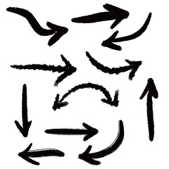 Hand-Drawn Grunge Arrows – Ink Brush Vector Set