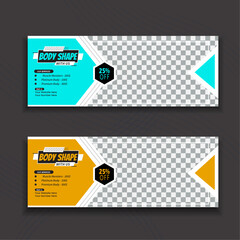 Gym Fitness facebook banner design template. Suitable for social media, flyers, banners, and web internet.