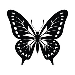 Black and White Butterfly Silhouette Elegant Vector Illustration Clipart. Adobe Illustrator Artwork