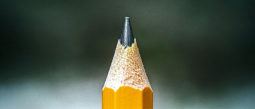 With precise detail, a sharpened pencil stands poised, embodying readiness and creativity waiting to spill onto the page.