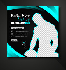 Gym Fitness social media post design template. Suitable for social media, flyers, banner, and web internet.