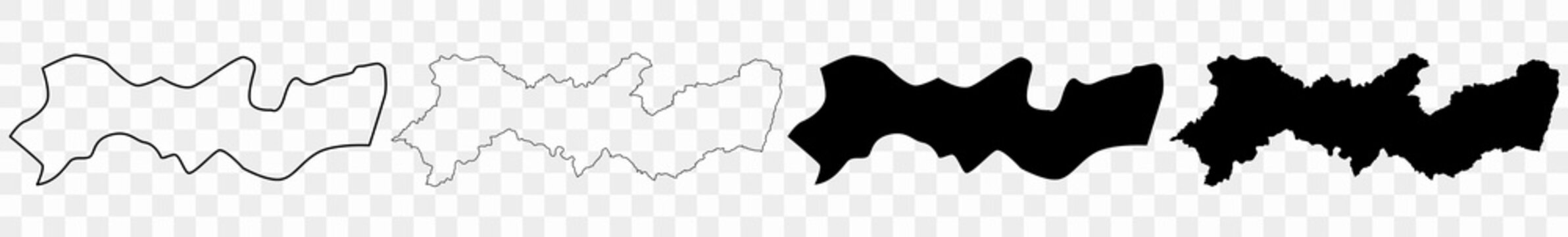 Pernambuco Map Black | Brazilian State Border | State Country | Transparent Isolated | Variations