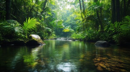 Fototapeta premium Mysterious Allure: Southeast Asia's Tropical Jungles in August