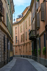 A street of Tortona, Alessandria province, Italy