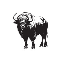 black and white bull