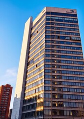 Modern office building against blue sky skyscraper city building skyscraper downtown business architecture cityscape