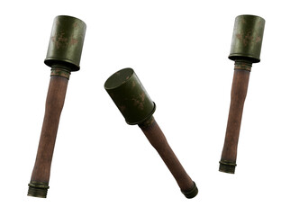 Old german hand grenade isolated on white