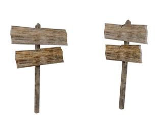 old wooden sign board isolated on white